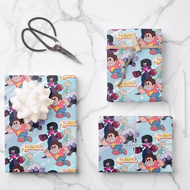 Feuille De Papier Cadeau Steven Universe | Crystal Gem Group Action (Recto)