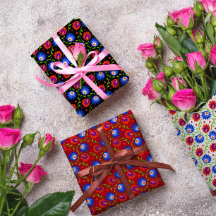 Feuille De Papier Cadeau Style mexicain coloré motif floral élégant gras