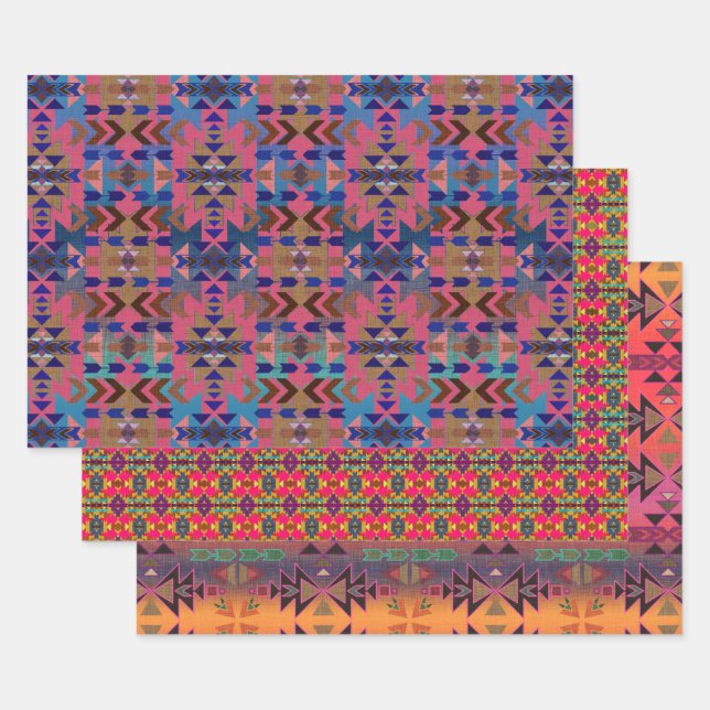 Feuille De Papier Cadeau Style Sud-Ouest | Ciels couchés de soleil (Lot)