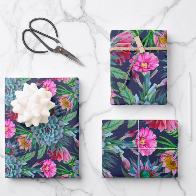Feuille De Papier Cadeau Succulent jardin tropical (Recto)