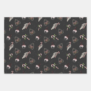 Feuille De Papier Cadeau Sucre de canne de la main de Noël Planchette & Sk