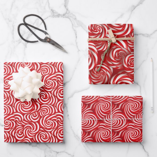 Feuille De Papier Cadeau Sucre de canne Delft Classique Pepperment Twist De (Recto)