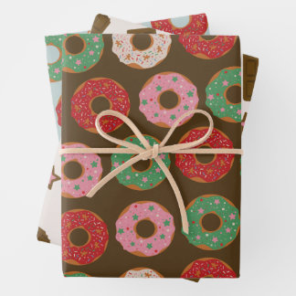 Feuille De Papier Cadeau Sucres de vacances, beignets au chocolat