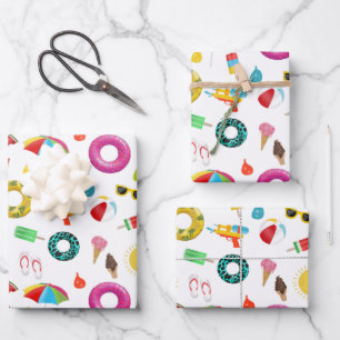 Feuille De Papier Cadeau Summer Party Beach Pool Motif Amusant