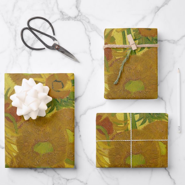 Feuille De Papier Cadeau Sunflowers - Vincent van Gogh (Recto)