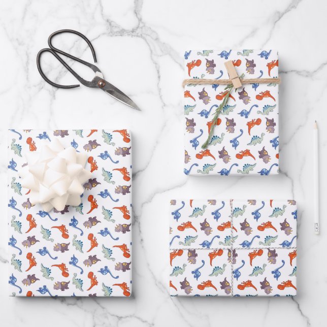 Feuille De Papier Cadeau Super Cute Dinosaur (Recto)