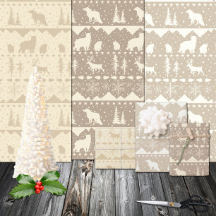 Feuille De Papier Cadeau Sweater nordique Neutral Kraft Beige Animaux d'hiv