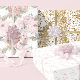 Feuille De Papier Cadeau Sweet 16 Script Elegant Parties scintillant Or Peo