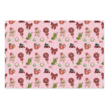 Sweet Pink Christmas Gift Wrap Paper