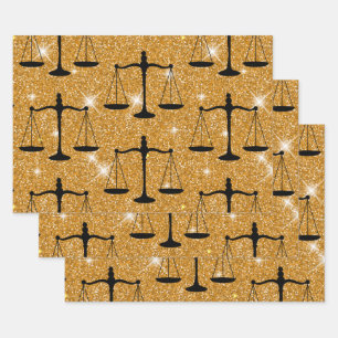 Feuille De Papier Cadeau Symbole de justice Parties scintillant d'or des éc