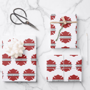 Feuille De Papier Cadeau Symbole logo rouge du pompier personnalisé