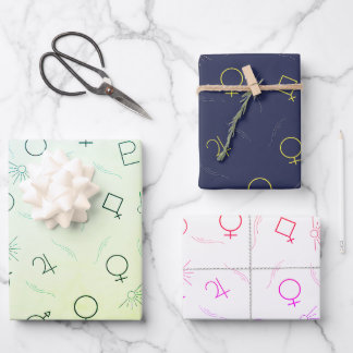 Feuille De Papier Cadeau Symboles d'astrologie cool