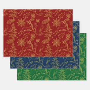 Feuille De Papier Cadeau Symboles de Noël motif