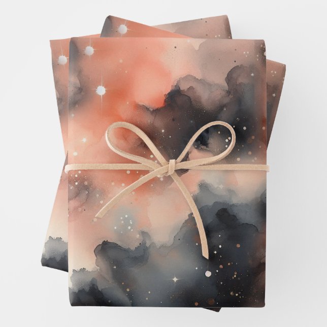 Feuille De Papier Cadeau Symphonie céleste Abstraite d'aquarelle (En situation)