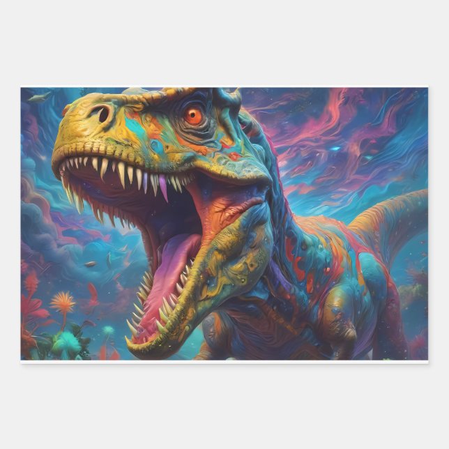 Feuille De Papier Cadeau T-Rex Dinosaur (Devant)