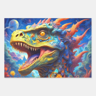 Feuille De Papier Cadeau T-Rex Imaginaire Mondes Dinosaures
