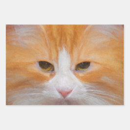 Feuille De Papier Cadeau Tabby Chat Orange Blanc Cute Fluffy Belle