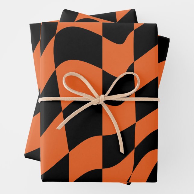 Feuille De Papier Cadeau Tableau de contrôle orange et noir dépoli (En situation)