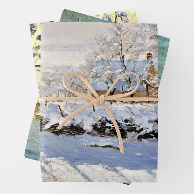 Feuille De Papier Cadeau Tableaux célèbres de Claude Monet (En situation)