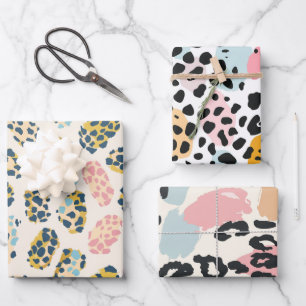 Feuille De Papier Cadeau Taches de léopard pastel élégantes
