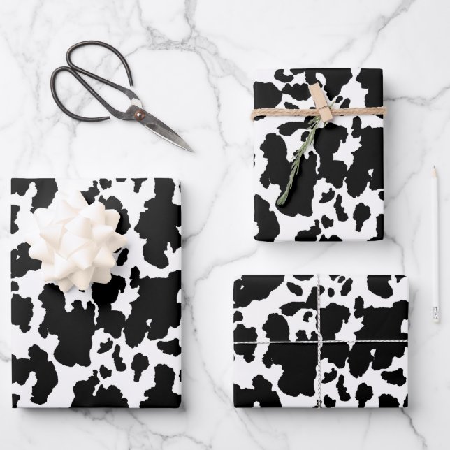 Feuille De Papier Cadeau taches de vache mignonnes Pays motif fête (Recto)
