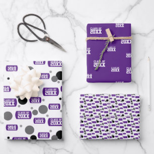 Feuille De Papier Cadeau Tag et Motif de points pourpre "Classe de" chien