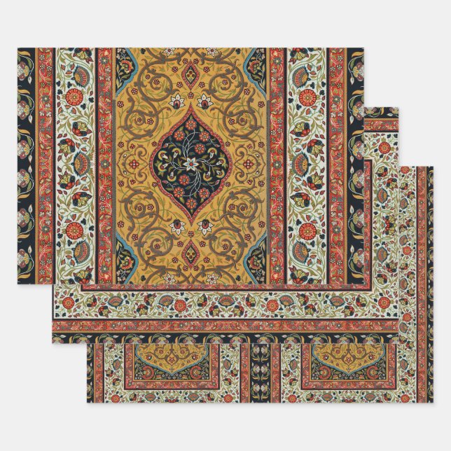 Feuille De Papier Cadeau Tapis Élegant Tapisserie Perse Antique Riche (Lot)