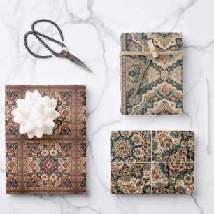 Feuille De Papier Cadeau Tapis fin perse afghan Boho Motif Ramadan cadeau