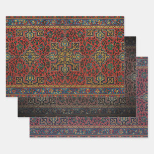 Feuille De Papier Cadeau Tapis Persan Rouge Bleu Classique