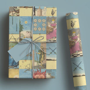 Feuille De Papier Cadeau Tarot tiré main vintage Pastel