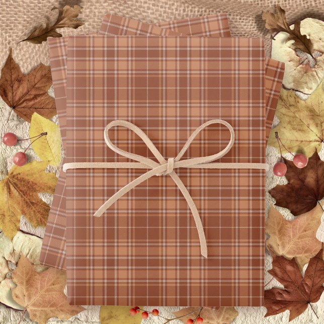 Feuille De Papier Cadeau Tartan - Brown Brûlé Sienne-Terracotta-Lait (Tartan - Burnt Sienna-Terracotta-Milky Brown Wrapping Paper Sheets by Leapfroglisics Shop)
