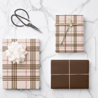Feuille De Papier Cadeau Tartan Brown Tartan Rustique