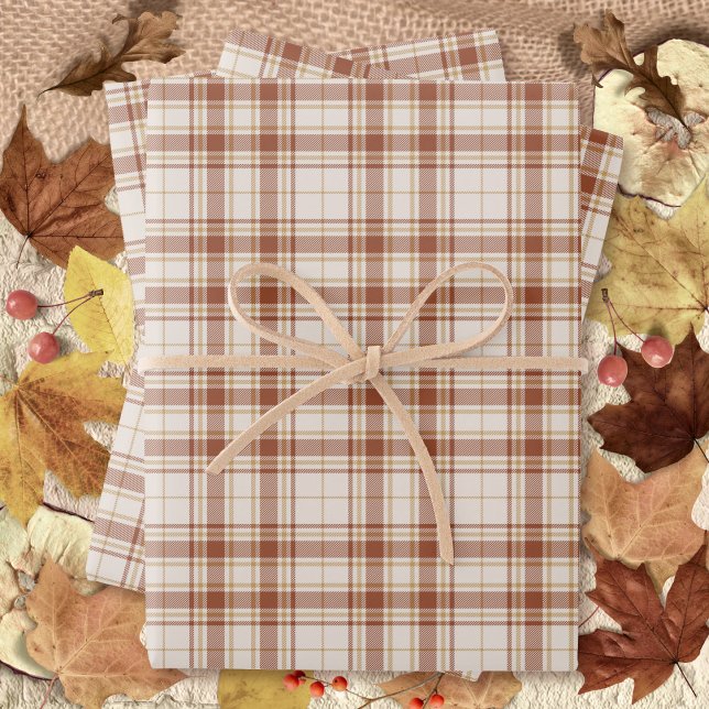 Feuille De Papier Cadeau Tartan - Cement Brûlé Sienna-Rustic Gold (Tartan - Cement-Burnt Sienna-Rustic Gold Wrapping Paper Sheets by Leapfroglisics Shop)