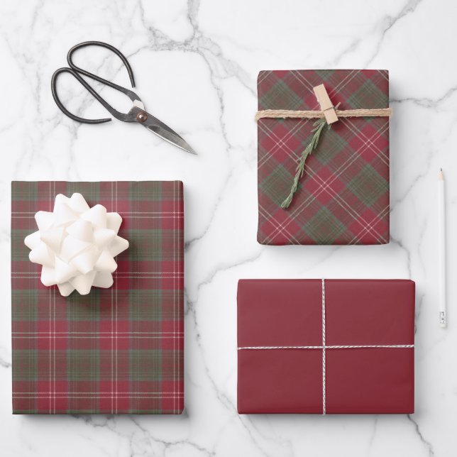 Feuille De Papier Cadeau Tartan écossais Patiné de Chisholm (Recto)