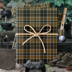 Feuille De Papier Cadeau Tartan - Miel Noir-Profond Brown blanc