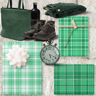 Feuille De Papier Cadeau Tartan - Pastel Vert à Vert foncé Différent