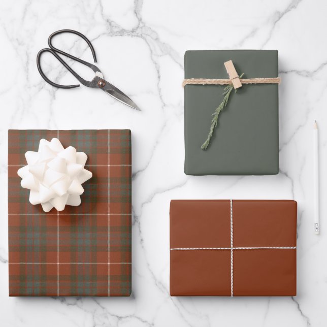 Feuille De Papier Cadeau Tartan Patiné écossais (Recto)