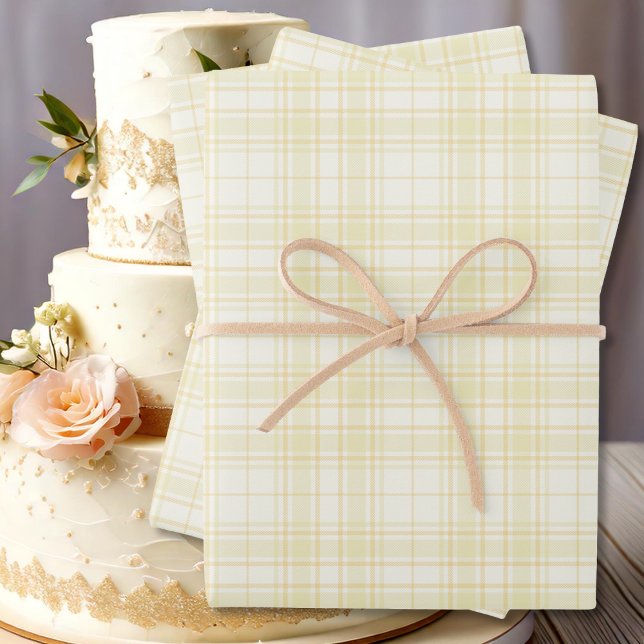 Feuille De Papier Cadeau Tartan - Plusieurs teintes de Pastel Jaune (Tartan - Several Hues of Pastel Yellow Wrapping Paper Sheets by Leapfroglisics Shop)