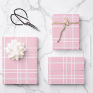 Feuille De Papier Cadeau Tartan rose