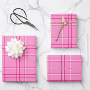 Feuille De Papier Cadeau Tartan rose chaud