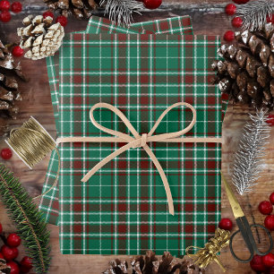 Feuille De Papier Cadeau Tartan - Vert blanc rouet rouge