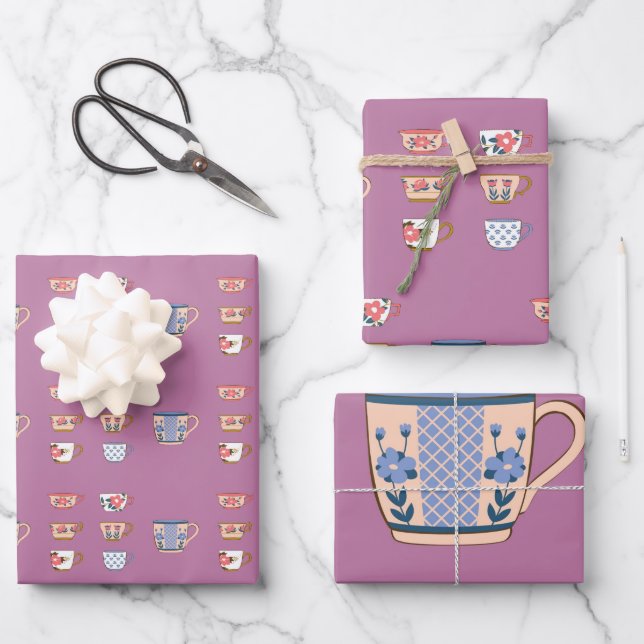 Feuille De Papier Cadeau Tasses à thé (Recto)