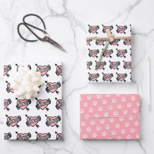 Feuille De Papier Cadeau Tatouage de cœur de maman de chien mignon avec mot
