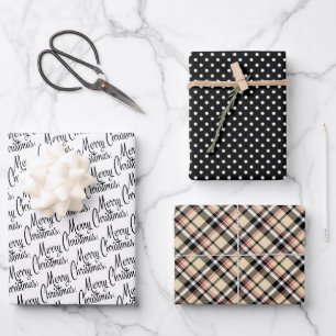 Feuille De Papier Cadeau Taupe Beige Noir Rouge Traditionnel