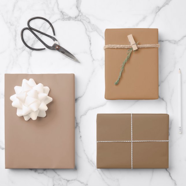 Feuille De Papier Cadeau Taupe Brown Cerf Tan Nuances 3 Tons (Recto)