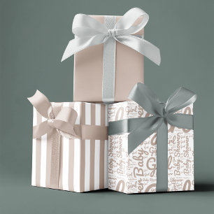 Feuille De Papier Cadeau Taupe tendance Typographie de script Baby shower B