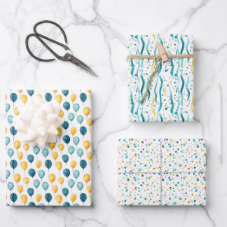 Feuille De Papier Cadeau Teal Faux Gold Pattern