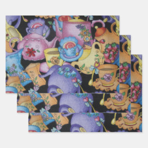 Feuille De Papier Cadeau Teapots et théières