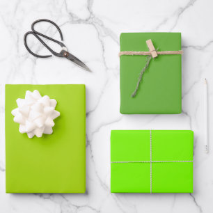 Feuille De Papier Cadeau Teintes de vert gazon lime vif uni 3 tons