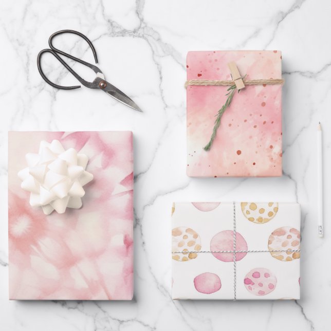 Feuille De Papier Cadeau Teinture à tarte rose (Recto)